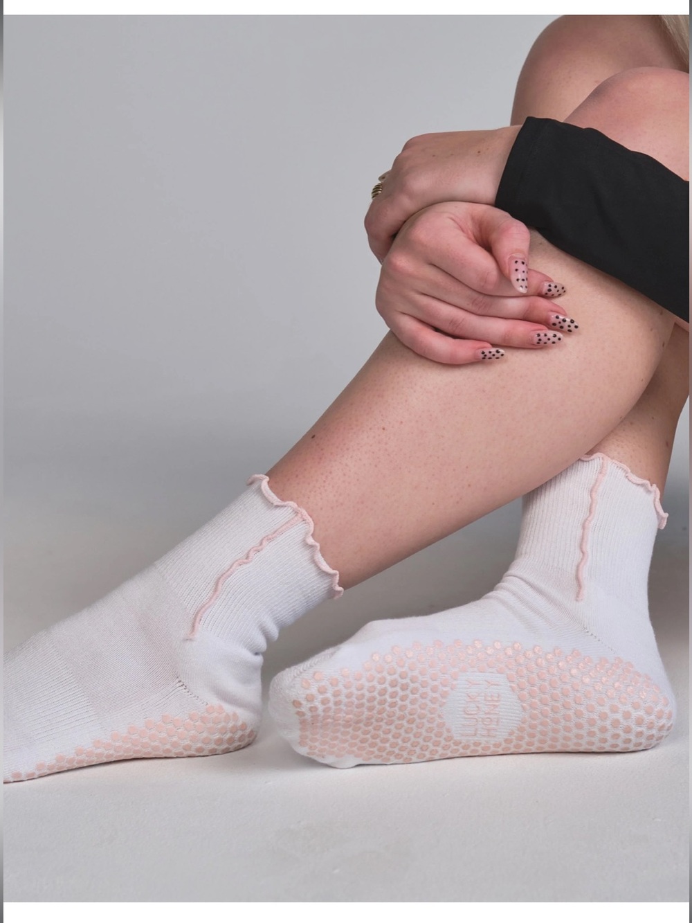 Lucky Honey Rosie Pink White Grip Sock Pilates Barre